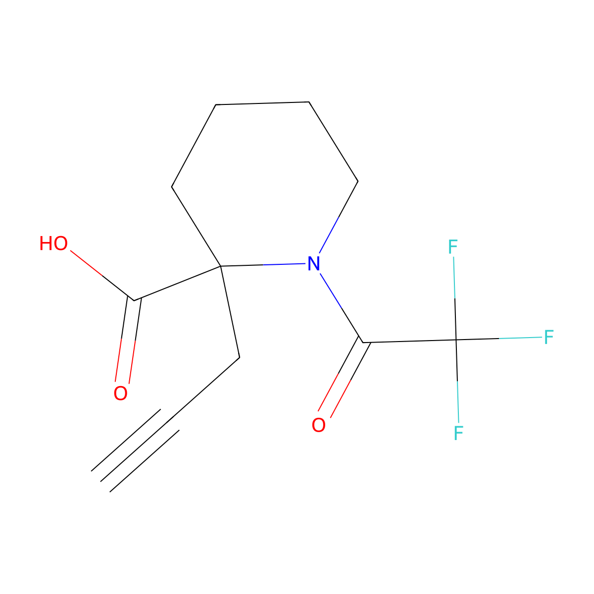 2-(Prop-2-yn-1-yl)-1-(2,2,2-trifluoroacetyl)piperidine-2-carboxylic acid molecular structure, CAS 2680815-01-2