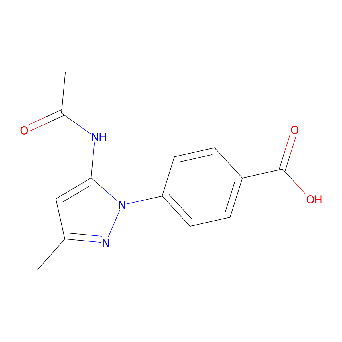 4-(5-acetamido-3-methyl-1H-pyrazol-1-yl)benzoic acid molecular structure, CAS 2680815-03-4