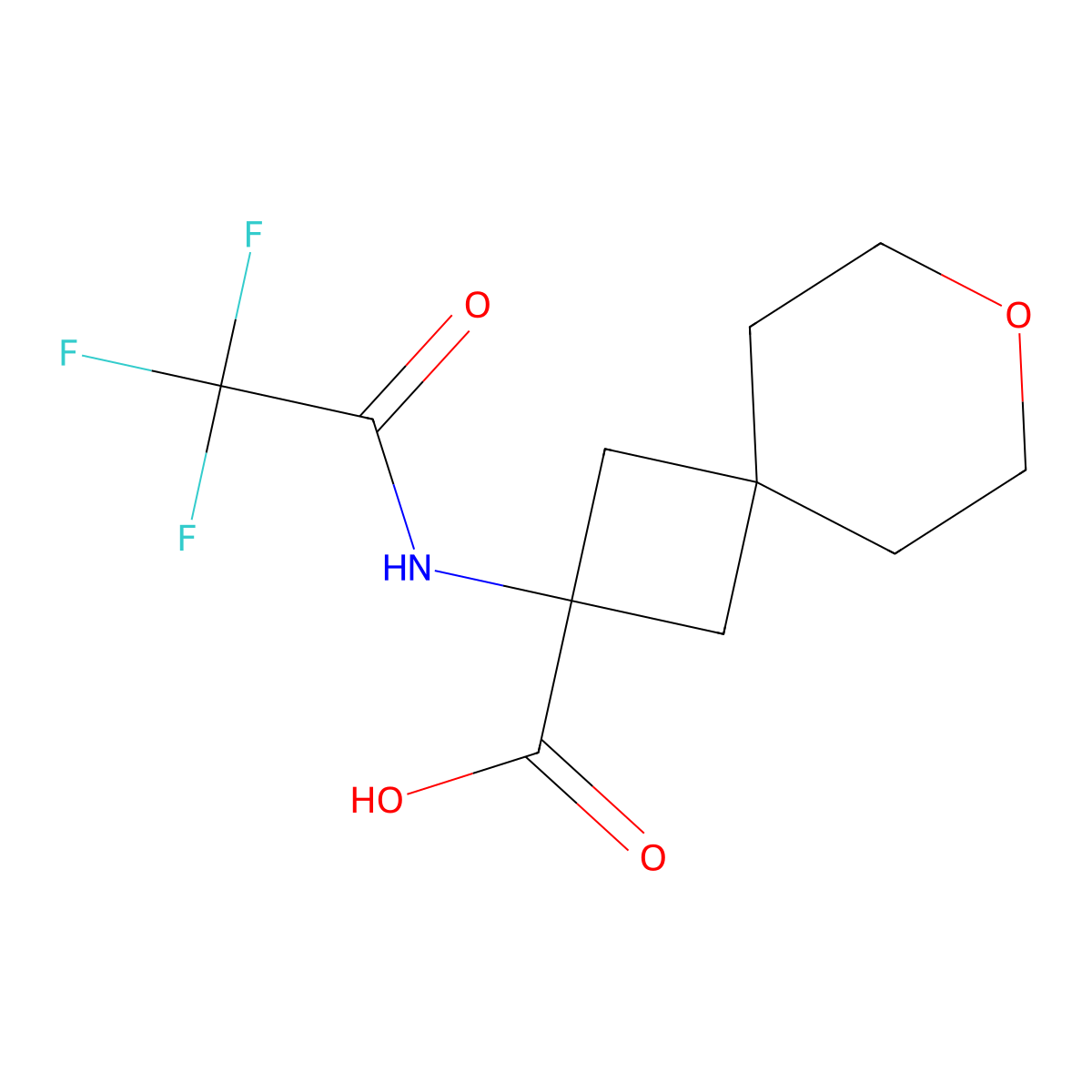 2-(2,2,2-Trifluoroacetamido)-7-oxaspiro[3.5]nonane-2-carboxylic acid molecular structure, CAS 2680815-09-0