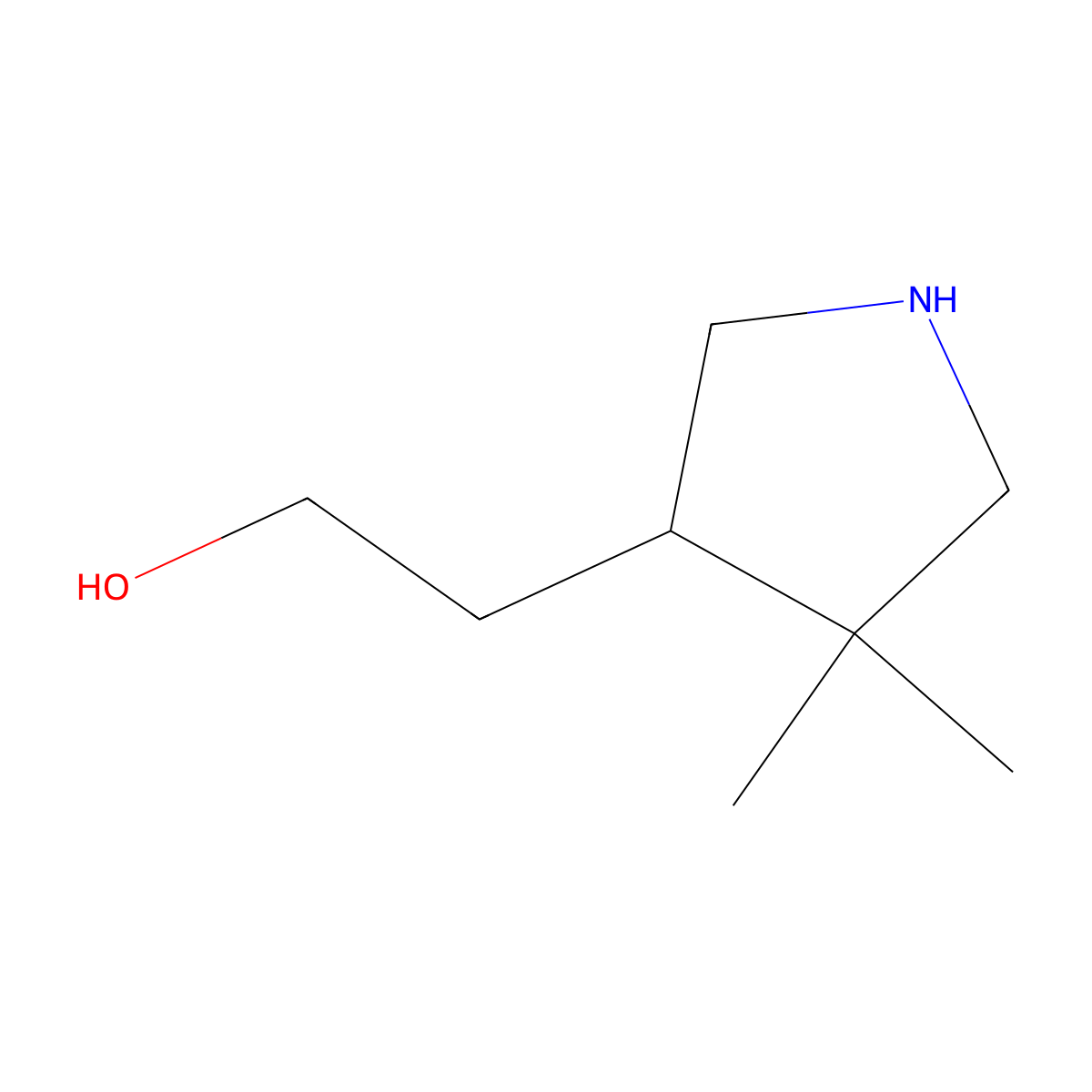 2-(4,4-Dimethylpyrrolidin-3-yl)ethan-1-ol molecular structure, CAS 2680815-10-3