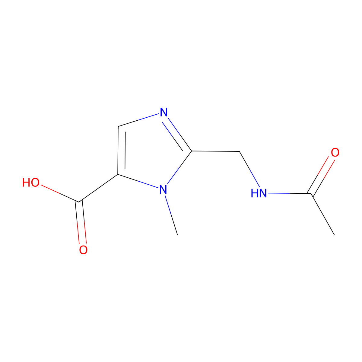 2-(acetamidomethyl)-1-methyl-1H-imidazole-5-carboxylic acid molecular structure, CAS 2680815-20-5