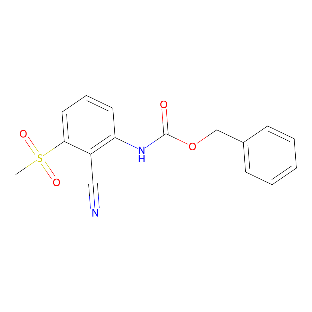 benzyl N-(2-cyano-3-methanesulfonylphenyl)carbamate molecular structure, CAS 2680815-22-7