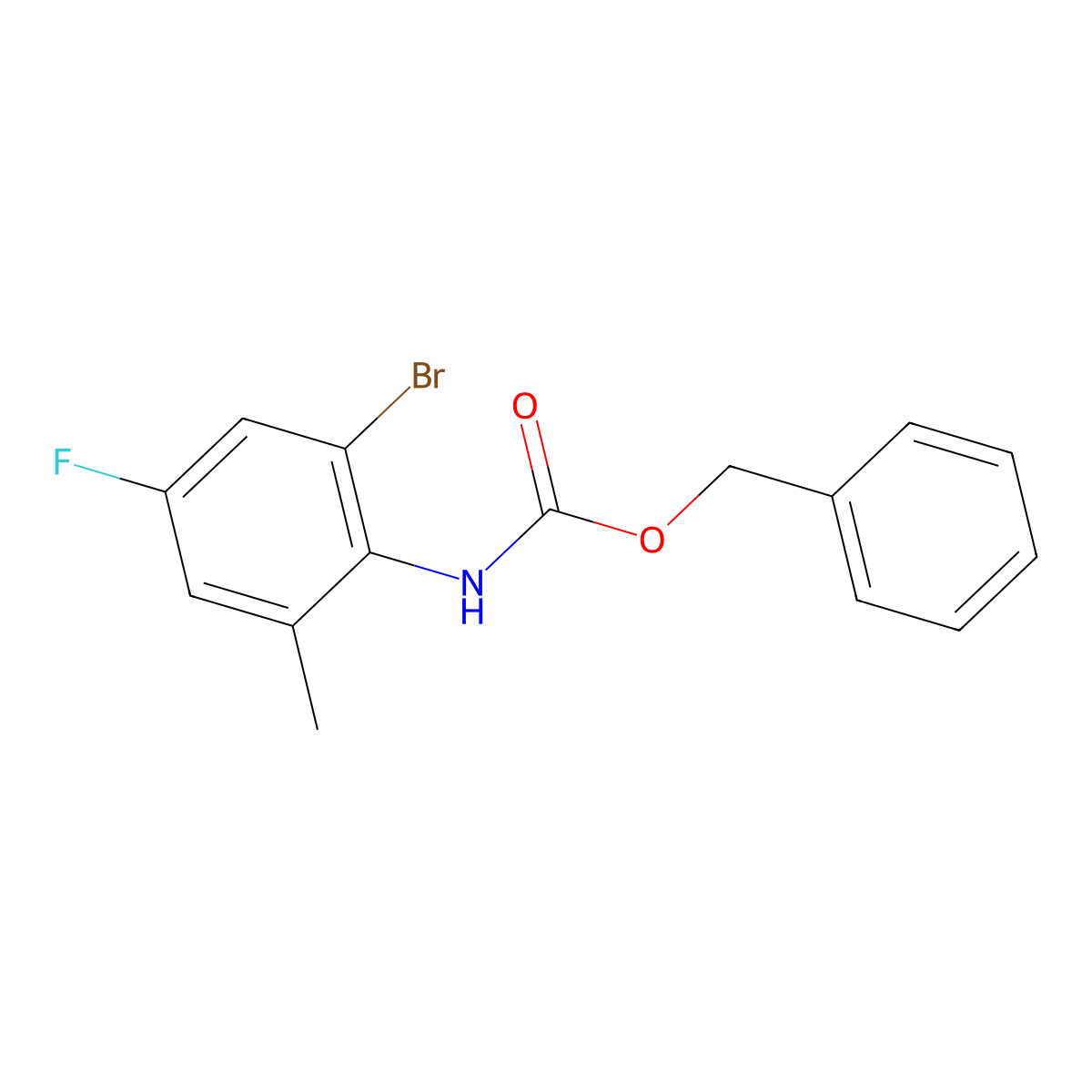 benzyl N-(2-bromo-4-fluoro-6-methylphenyl)carbamate molecular structure, CAS 2680815-26-1
