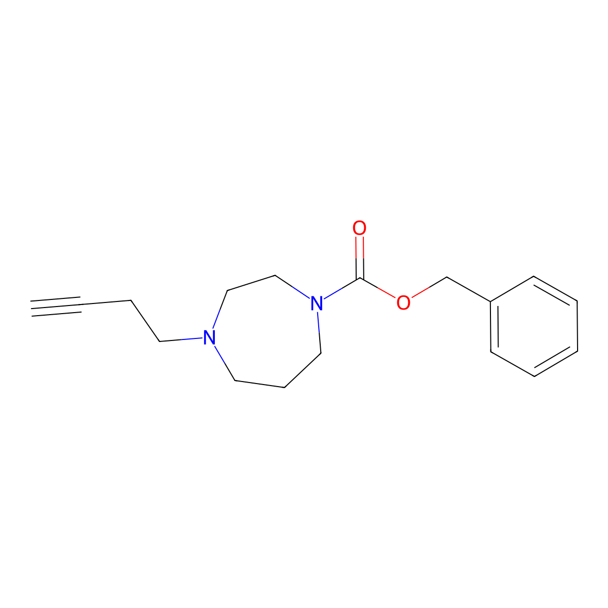 Benzyl 4-(but-3-yn-1-yl)-1,4-diazepane-1-carboxylate molecular structure, CAS 2680815-31-8