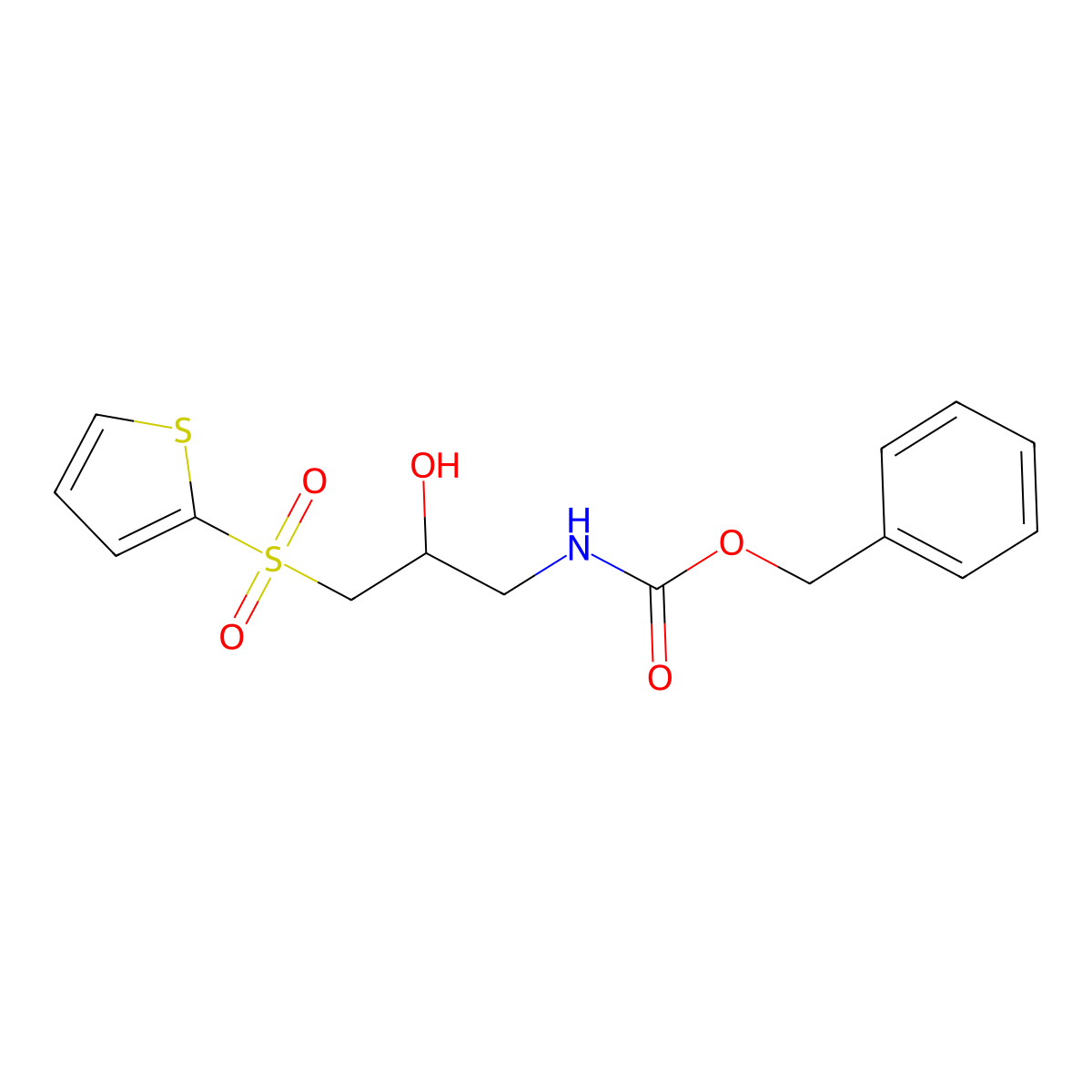 benzyl N-[2-hydroxy-3-(thiophene-2-sulfonyl)propyl]carbamate molecular structure, CAS 2680815-32-9
