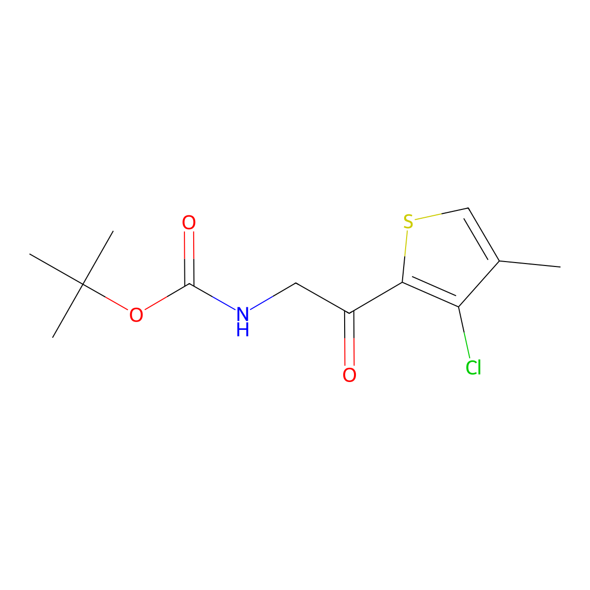 tert-butyl N-[2-(3-chloro-4-methylthiophen-2-yl)-2-oxoethyl]carbamate molecular structure, CAS 2680815-38-5