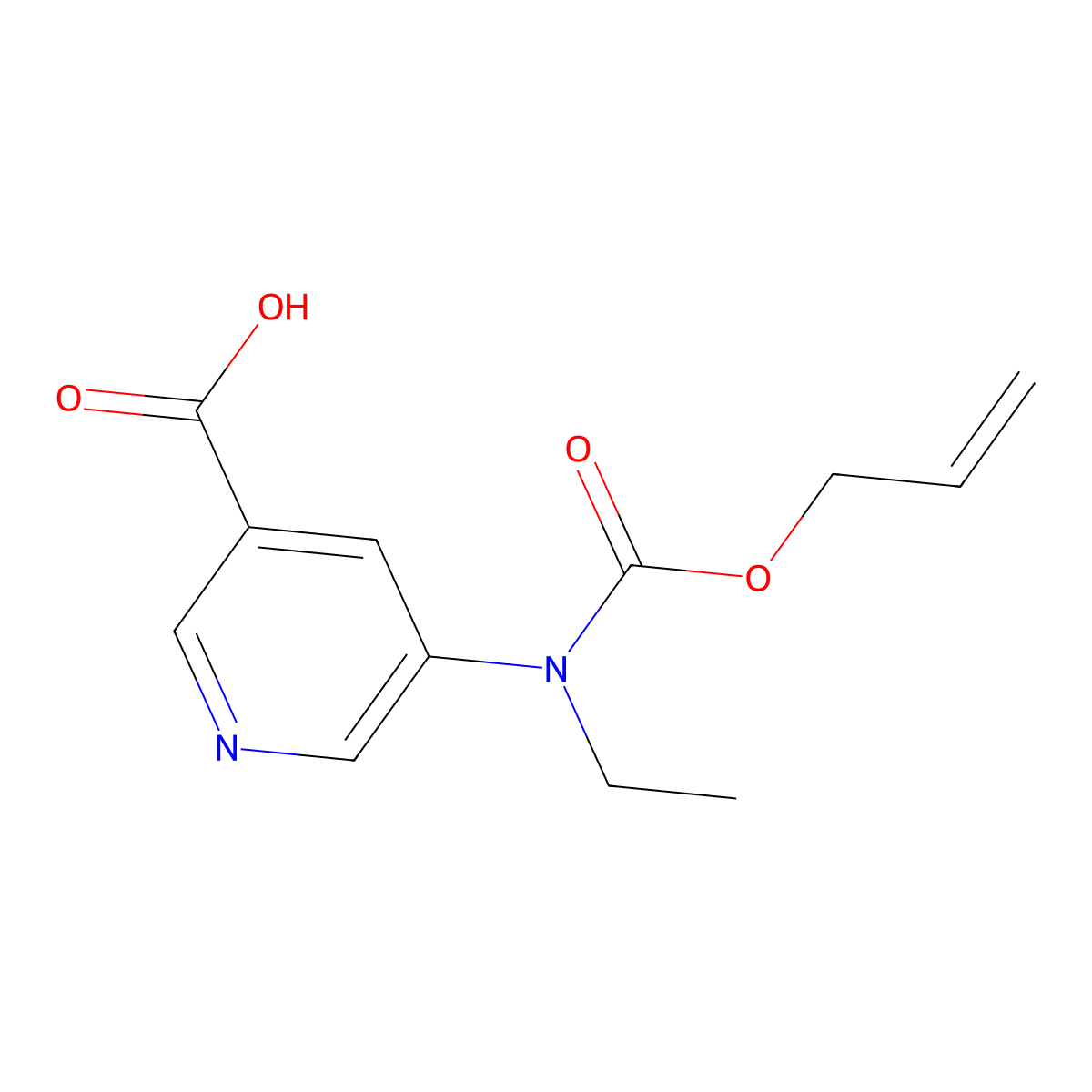 5-{Ethyl[(prop-2-en-1-yloxy)carbonyl]amino}pyridine-3-carboxylic acid molecular structure, CAS 2680815-53-4