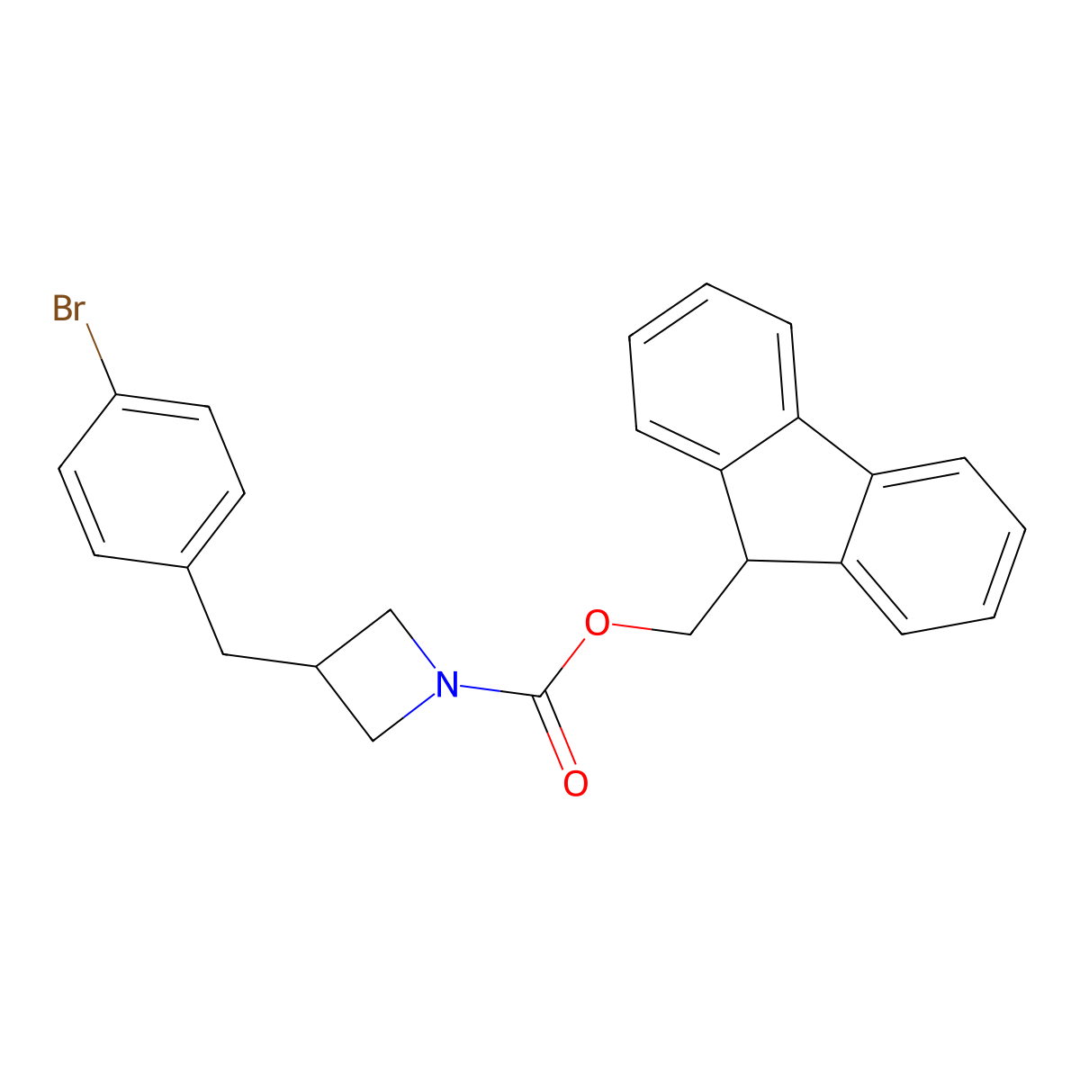 (9H-fluoren-9-yl)methyl 3-[(4-bromophenyl)methyl]azetidine-1-carboxylate molecular structure, CAS 2680815-56-7