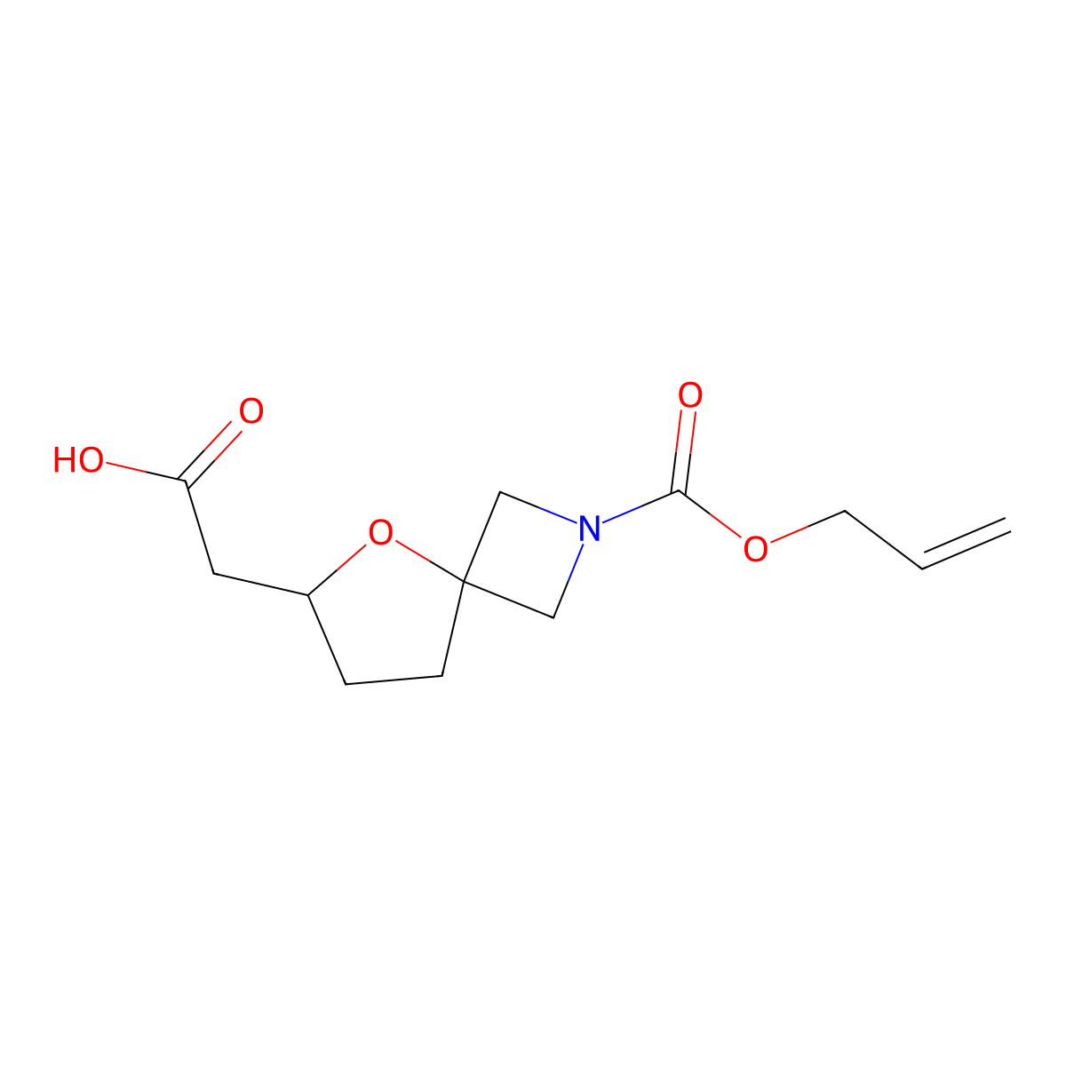 2-{2-[(Prop-2-en-1-yloxy)carbonyl]-5-oxa-2-azaspiro[3.4]octan-6-yl}acetic acid molecular structure, CAS 2680815-58-9