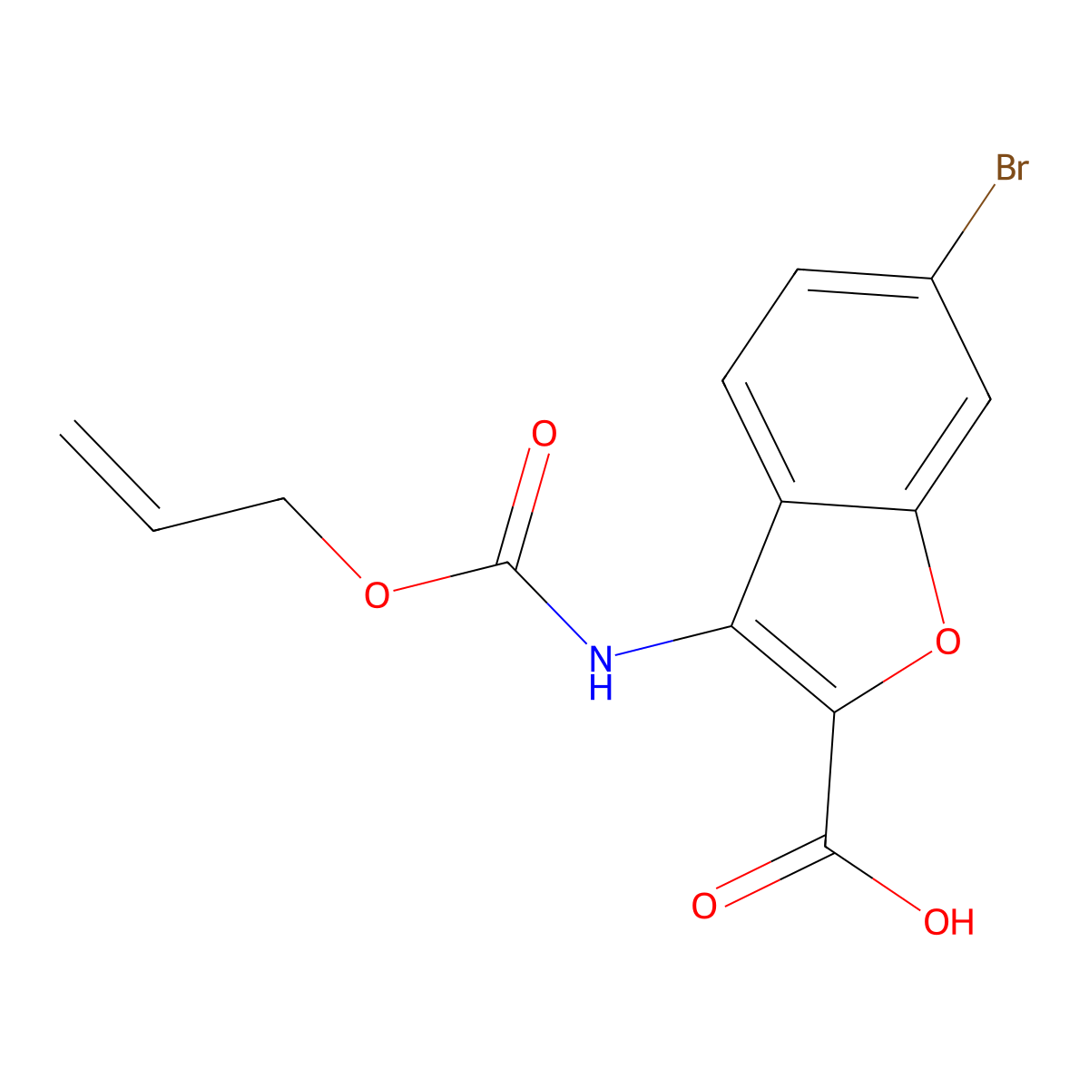 6-Bromo-3-{[(prop-2-en-1-yloxy)carbonyl]amino}-1-benzofuran-2-carboxylic acid molecular structure, CAS 2680815-59-0