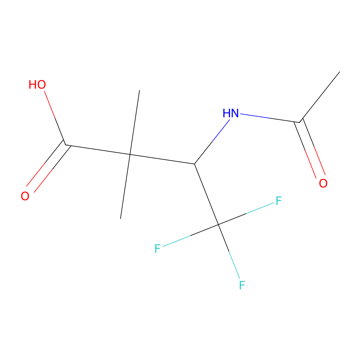 3-Acetamido-4,4,4-trifluoro-2,2-dimethylbutanoic acid molecular structure, CAS 2680815-62-5