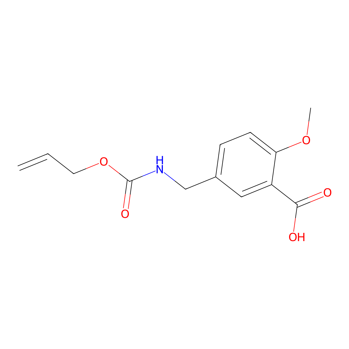 2-Methoxy-5-({[(prop-2-en-1-yloxy)carbonyl]amino}methyl)benzoic acid molecular structure, CAS 2680815-70-5