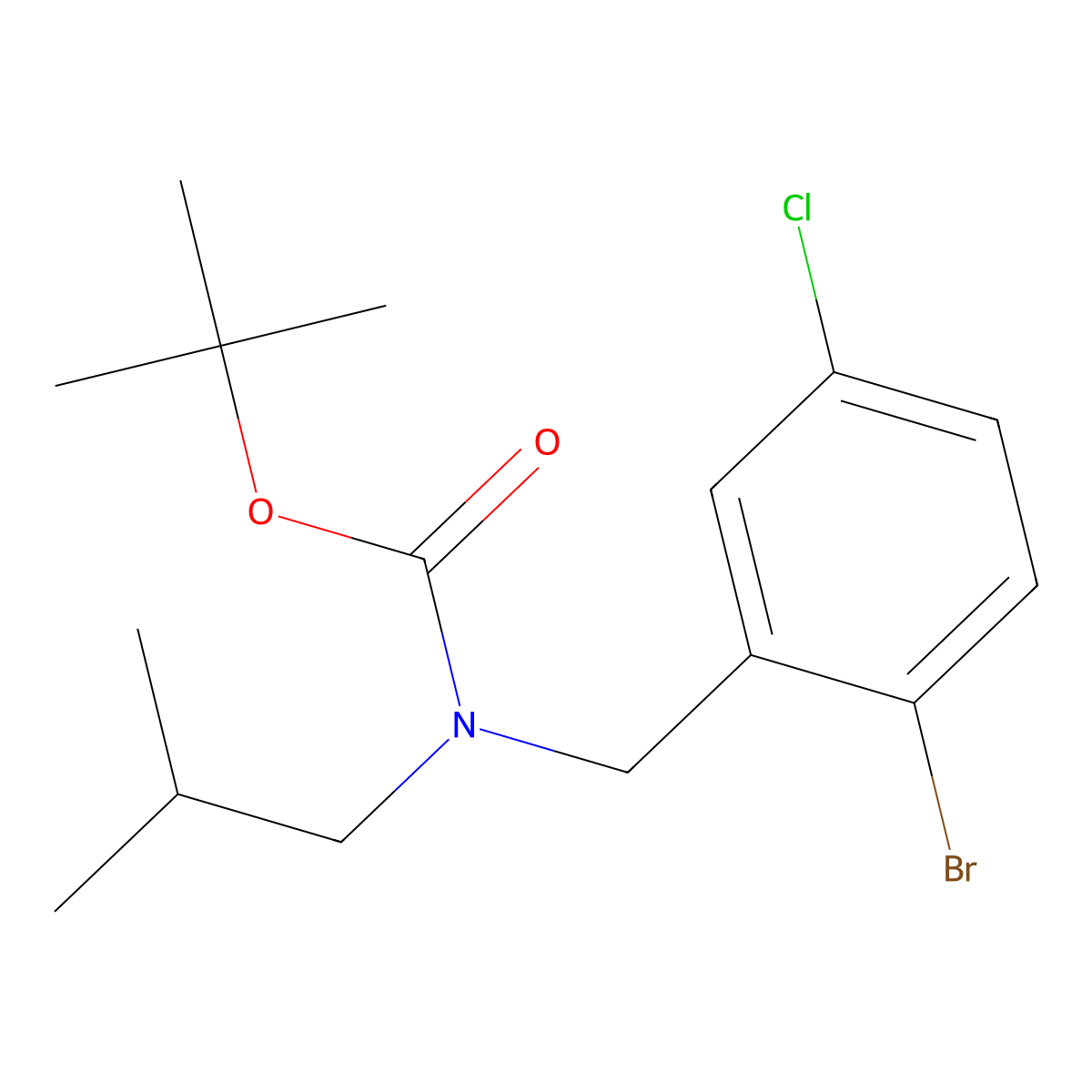 tert-butyl N-[(2-bromo-5-chlorophenyl)methyl]-N-(2-methylpropyl)carbamate molecular structure, CAS 2680815-71-6
