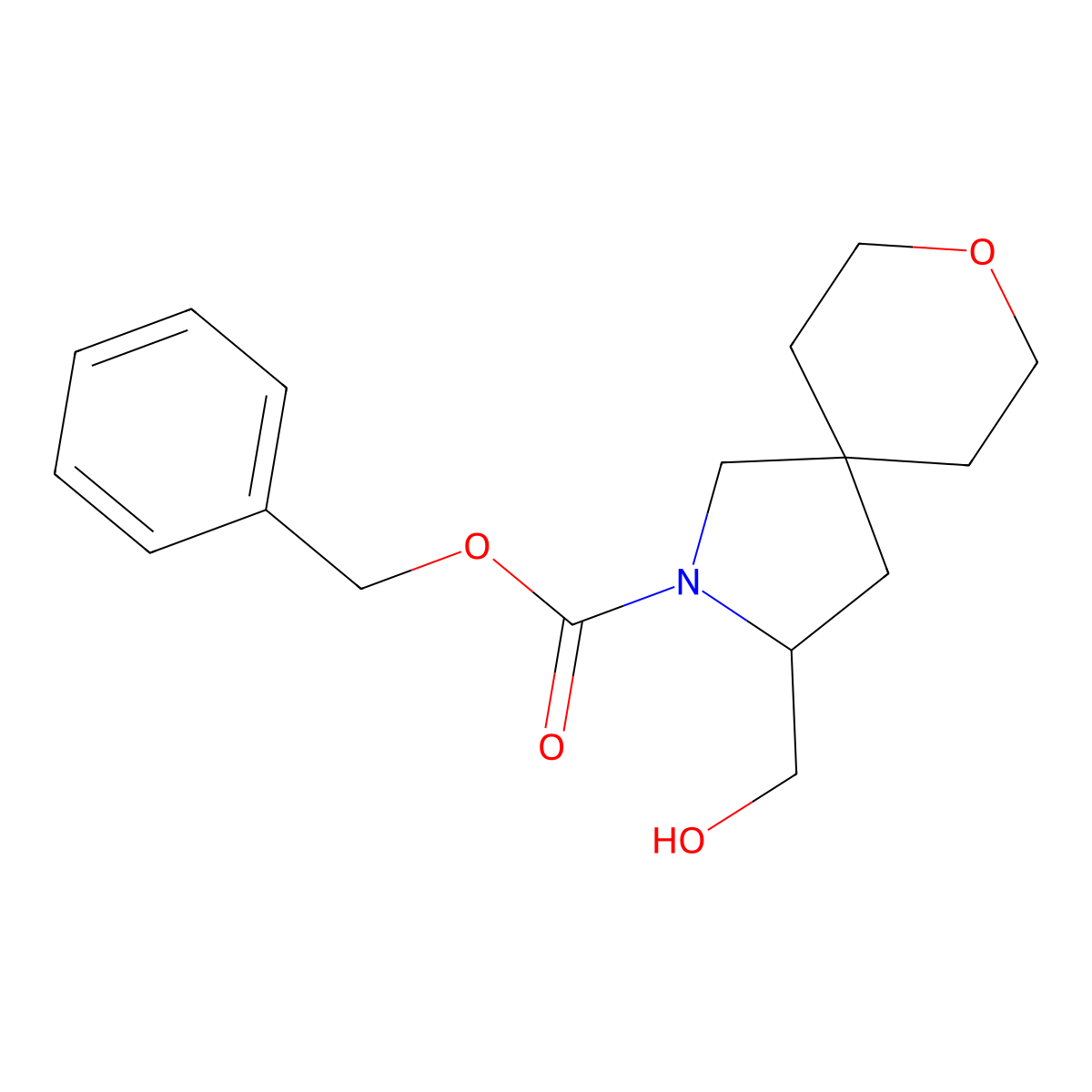 Benzyl 3-(hydroxymethyl)-8-oxa-2-azaspiro[4.5]decane-2-carboxylate molecular structure, CAS 2680815-73-8