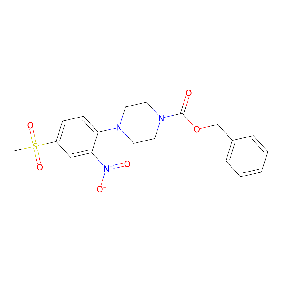 Benzyl 4-(4-methanesulfonyl-2-nitrophenyl)piperazine-1-carboxylate molecular structure, CAS 2680815-76-1