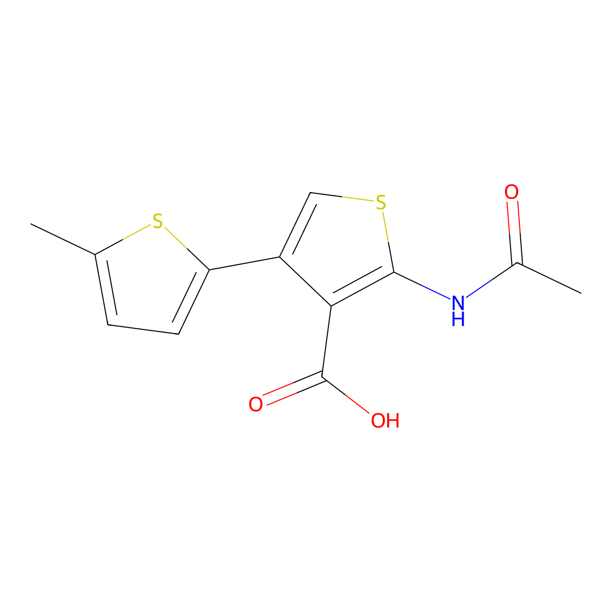 5'-Acetamido-5-methyl-[2,3'-bithiophene]-4'-carboxylic acid molecular structure, CAS 2680815-77-2