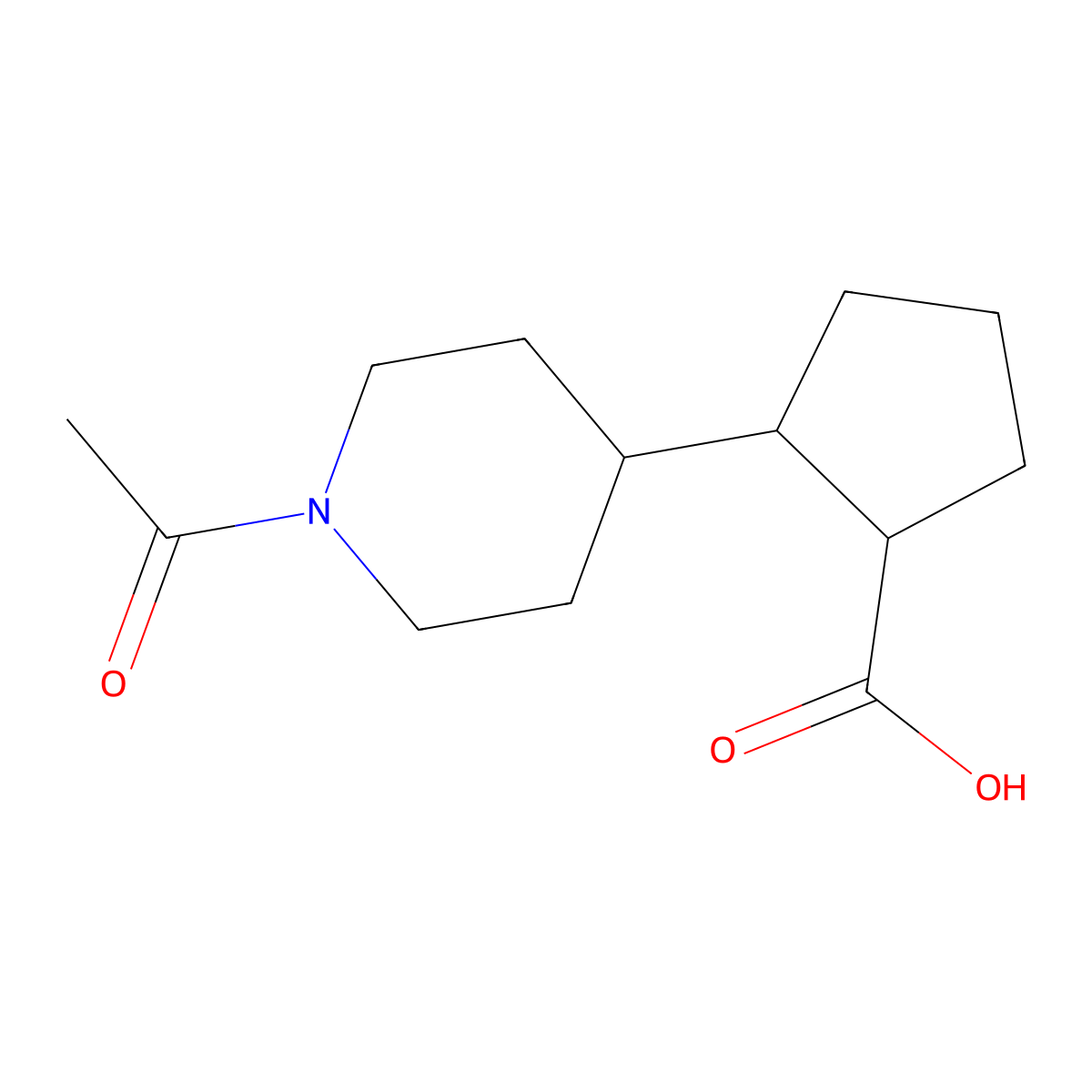 2-(1-Acetylpiperidin-4-yl)cyclopentane-1-carboxylic acid molecular structure, CAS 2680815-80-7