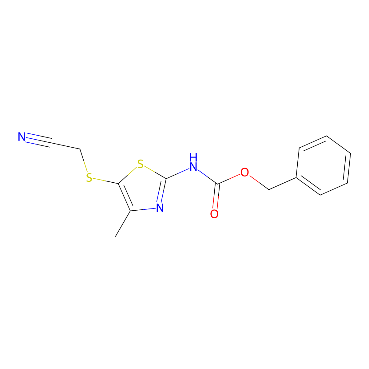 benzyl N-{5-[(cyanomethyl)sulfanyl]-4-methyl-1,3-thiazol-2-yl}carbamate molecular structure, CAS 2680815-82-9