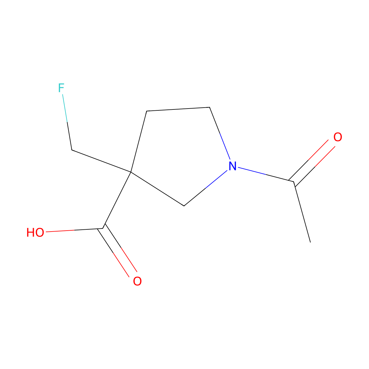 1-Acetyl-3-(fluoromethyl)pyrrolidine-3-carboxylic acid molecular structure, CAS 2680815-89-6