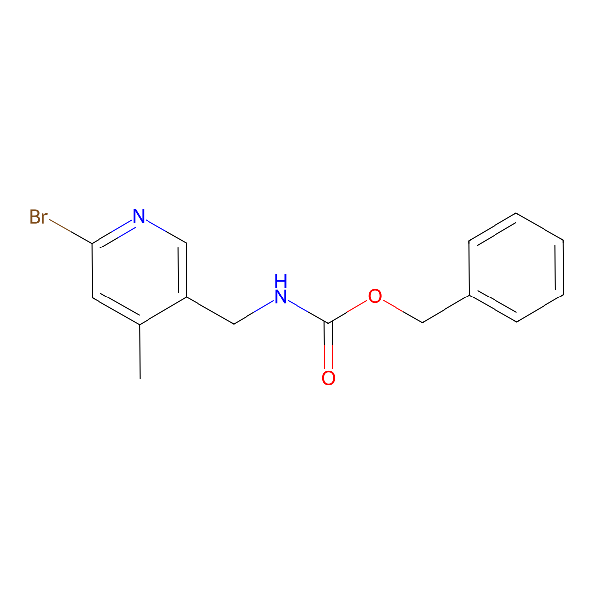 benzyl N-[(6-bromo-4-methylpyridin-3-yl)methyl]carbamate molecular structure, CAS 2680815-91-0