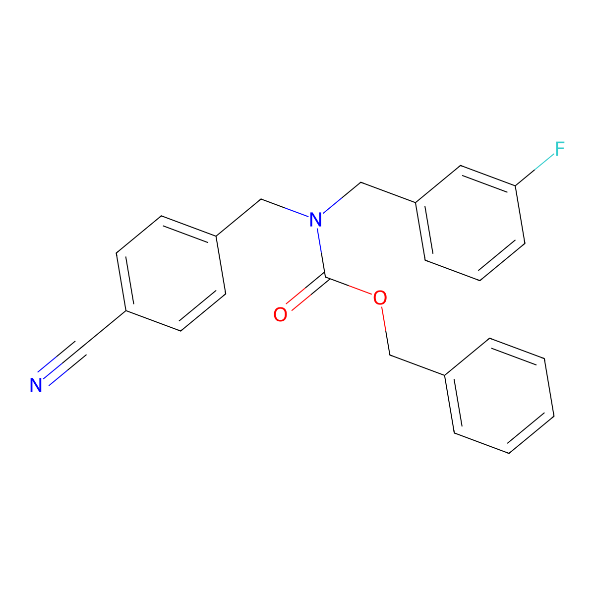 benzyl N-[(4-cyanophenyl)methyl]-N-[(3-fluorophenyl)methyl]carbamate molecular structure, CAS 2680815-94-3
