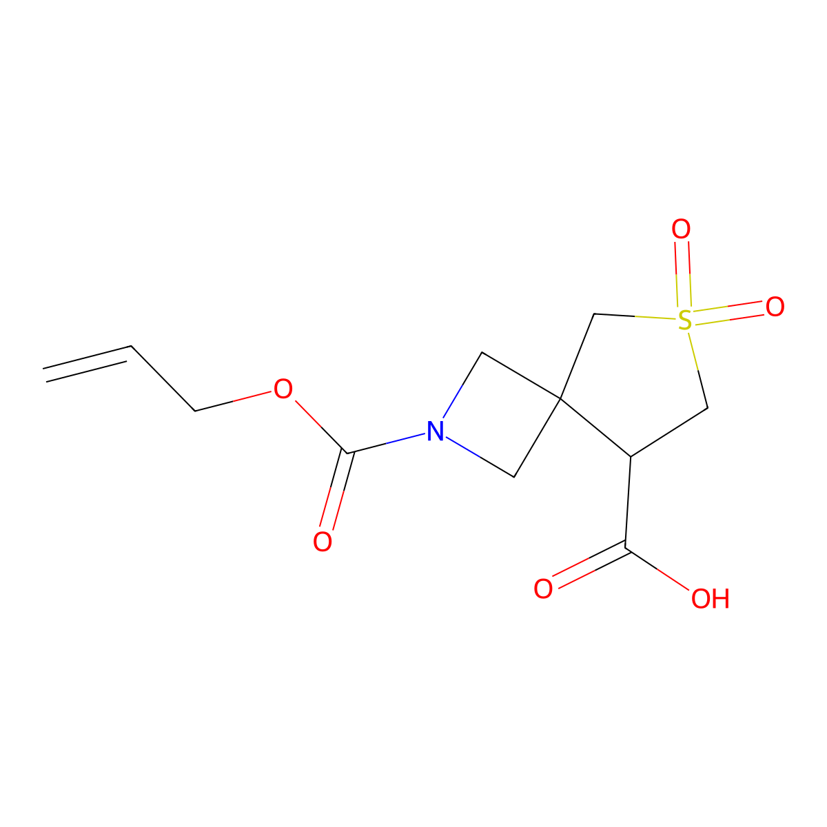 6,6-Dioxo-2-[(prop-2-en-1-yloxy)carbonyl]-6lambda6-thia-2-azaspiro[3.4]octane-8-carboxylic acid molecular structure, CAS 2680815-97-6