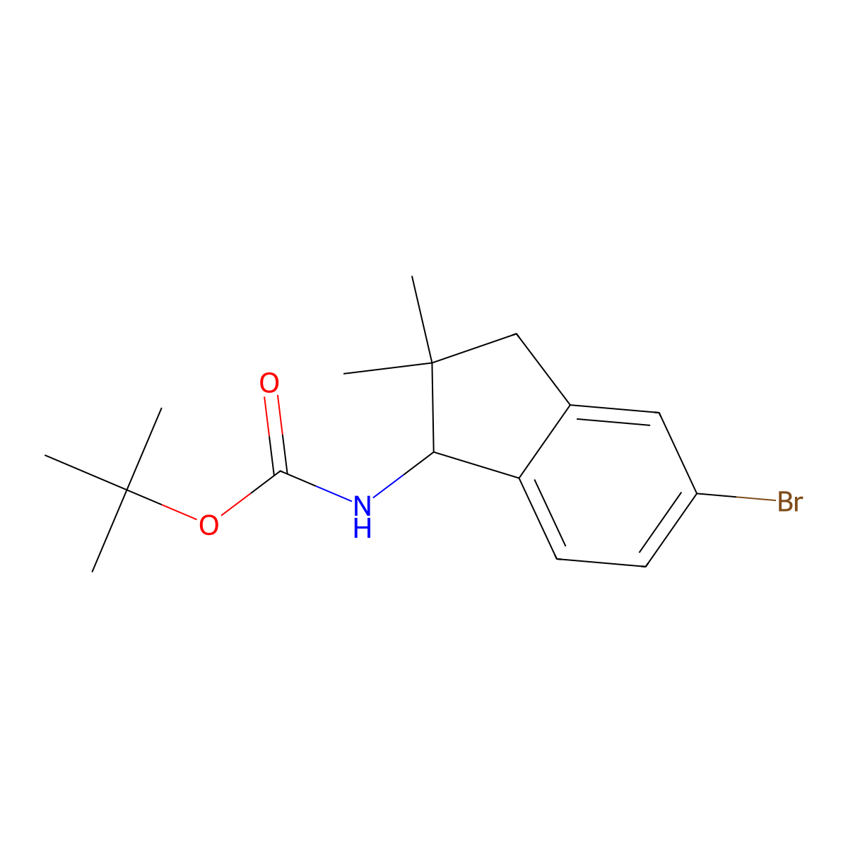 tert-butyl N-(5-bromo-2,2-dimethyl-2,3-dihydro-1H-inden-1-yl)carbamate molecular structure, CAS 2680815-98-7