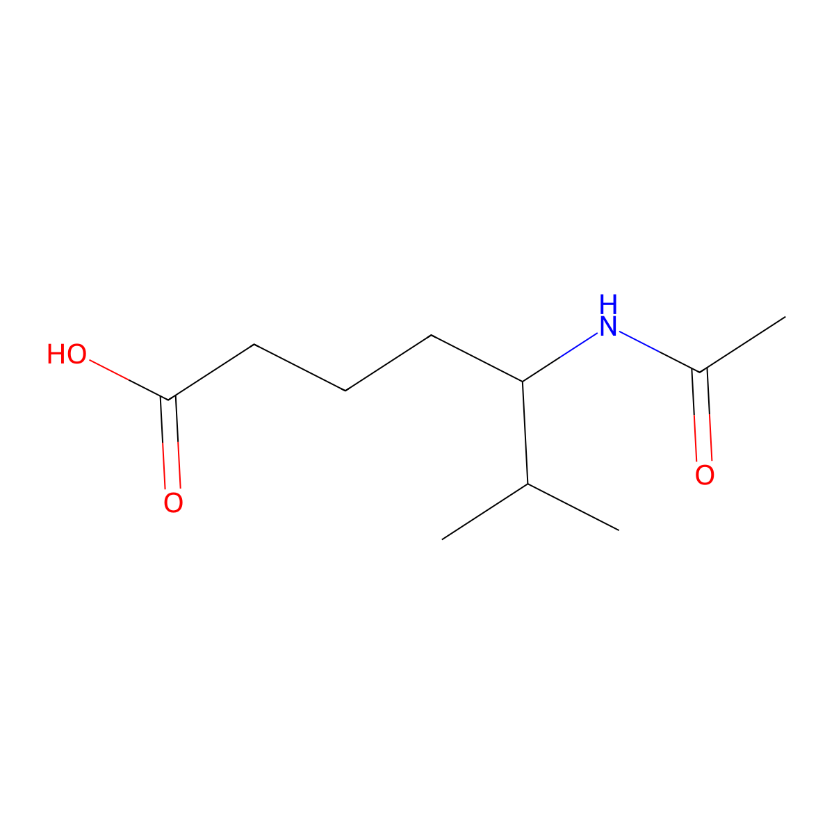 5-Acetamido-6-methylheptanoic acid molecular structure, CAS 2680816-09-3