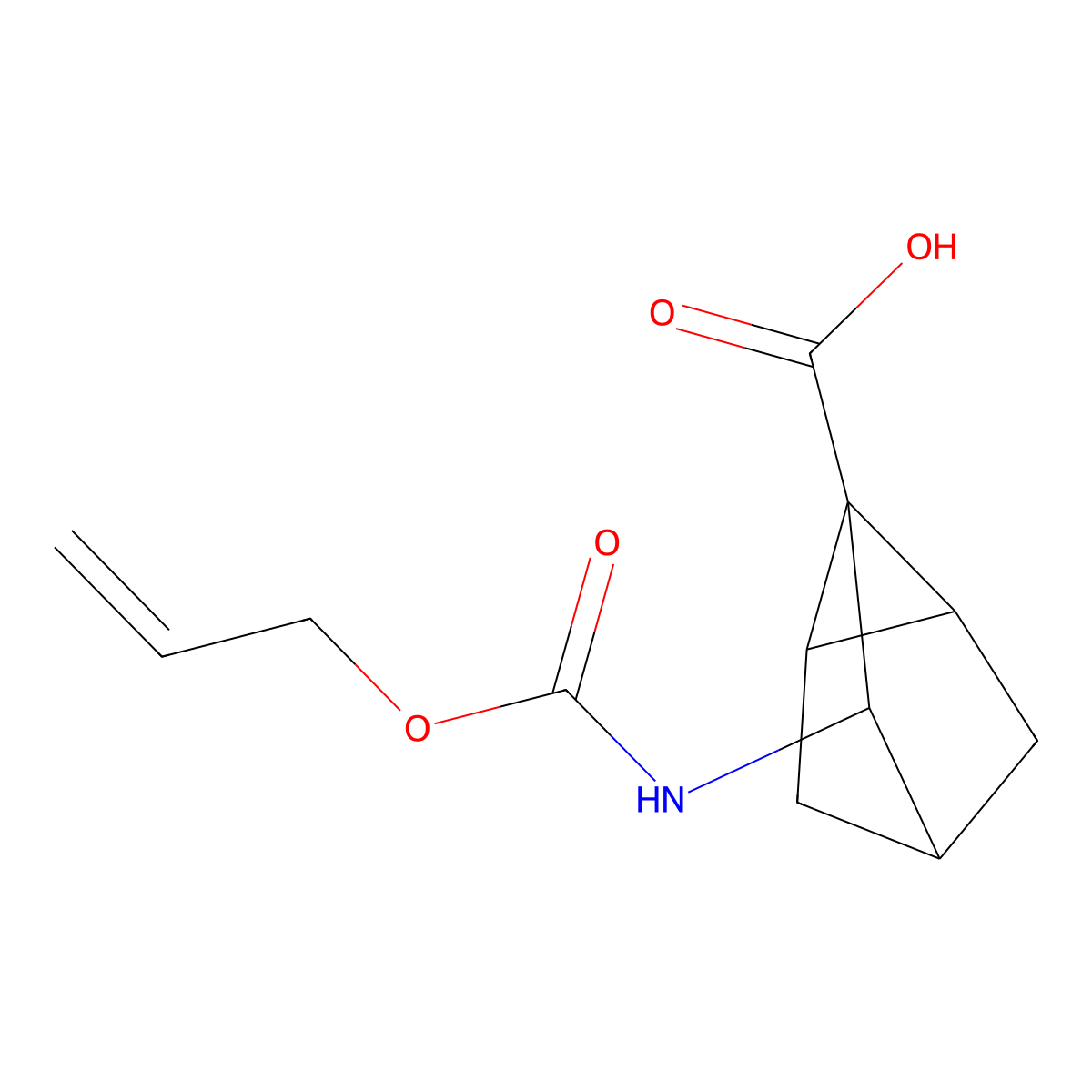 7-{[(Prop-2-en-1-yloxy)carbonyl]amino}tricyclo[2.2.1.0,2,6]heptane-1-carboxylic acid molecular structure, CAS 2680816-11-7