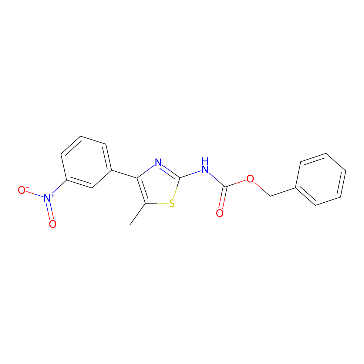 benzyl N-[5-methyl-4-(3-nitrophenyl)-1,3-thiazol-2-yl]carbamate molecular structure, CAS 2680816-12-8