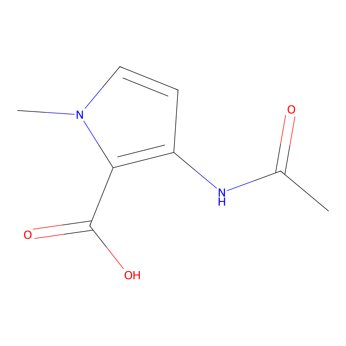 3-acetamido-1-methyl-1H-pyrrole-2-carboxylic acid molecular structure, CAS 2680816-18-4