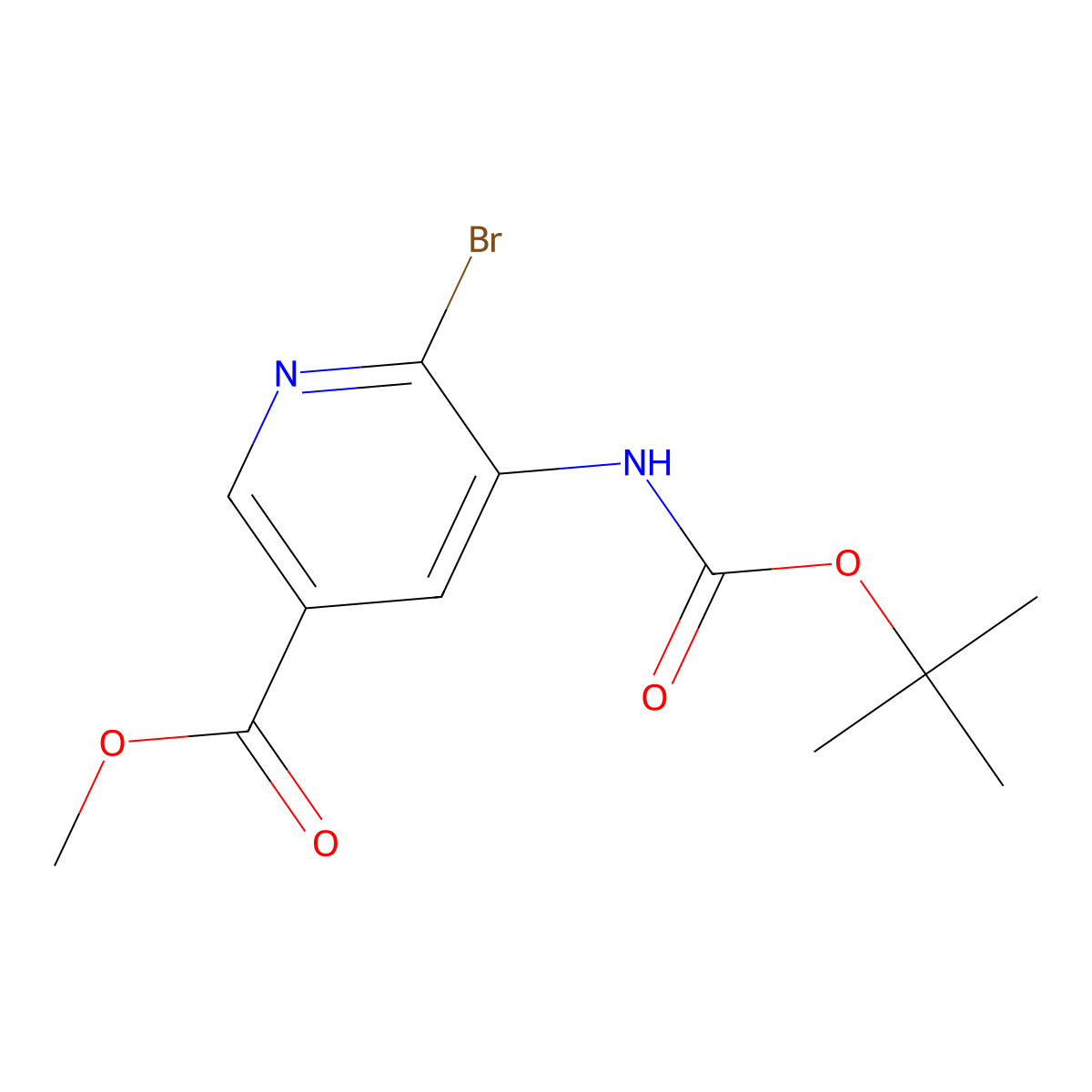 Methyl 6-bromo-5-{[(tert-butoxy)carbonyl]amino}pyridine-3-carboxylate molecular structure, CAS 2680816-22-0