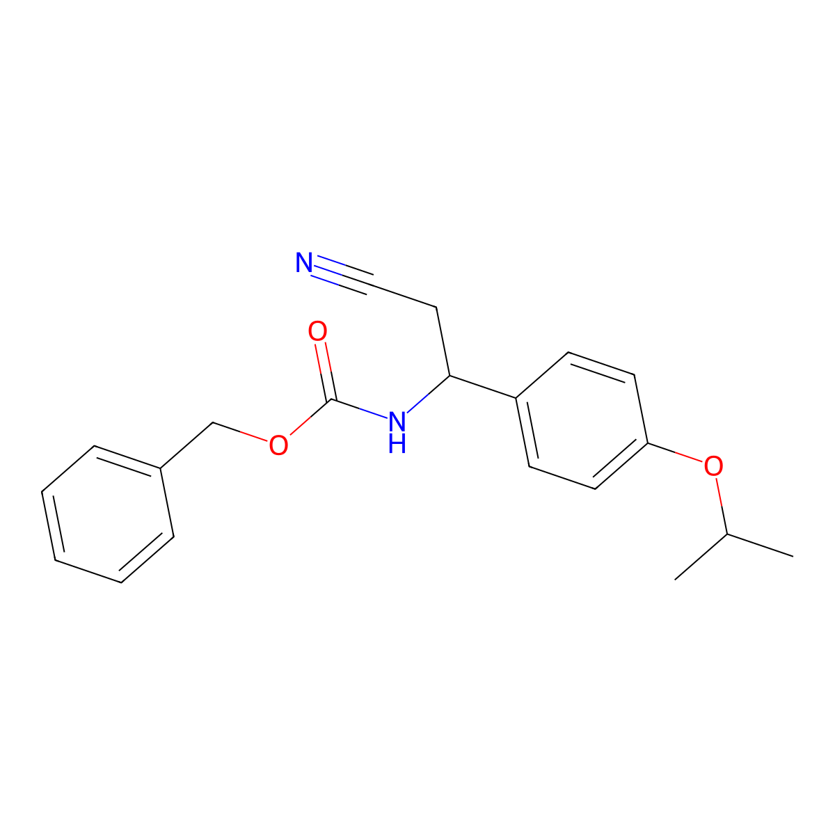 benzyl N-{2-cyano-1-[4-(propan-2-yloxy)phenyl]ethyl}carbamate molecular structure, CAS 2680816-25-3