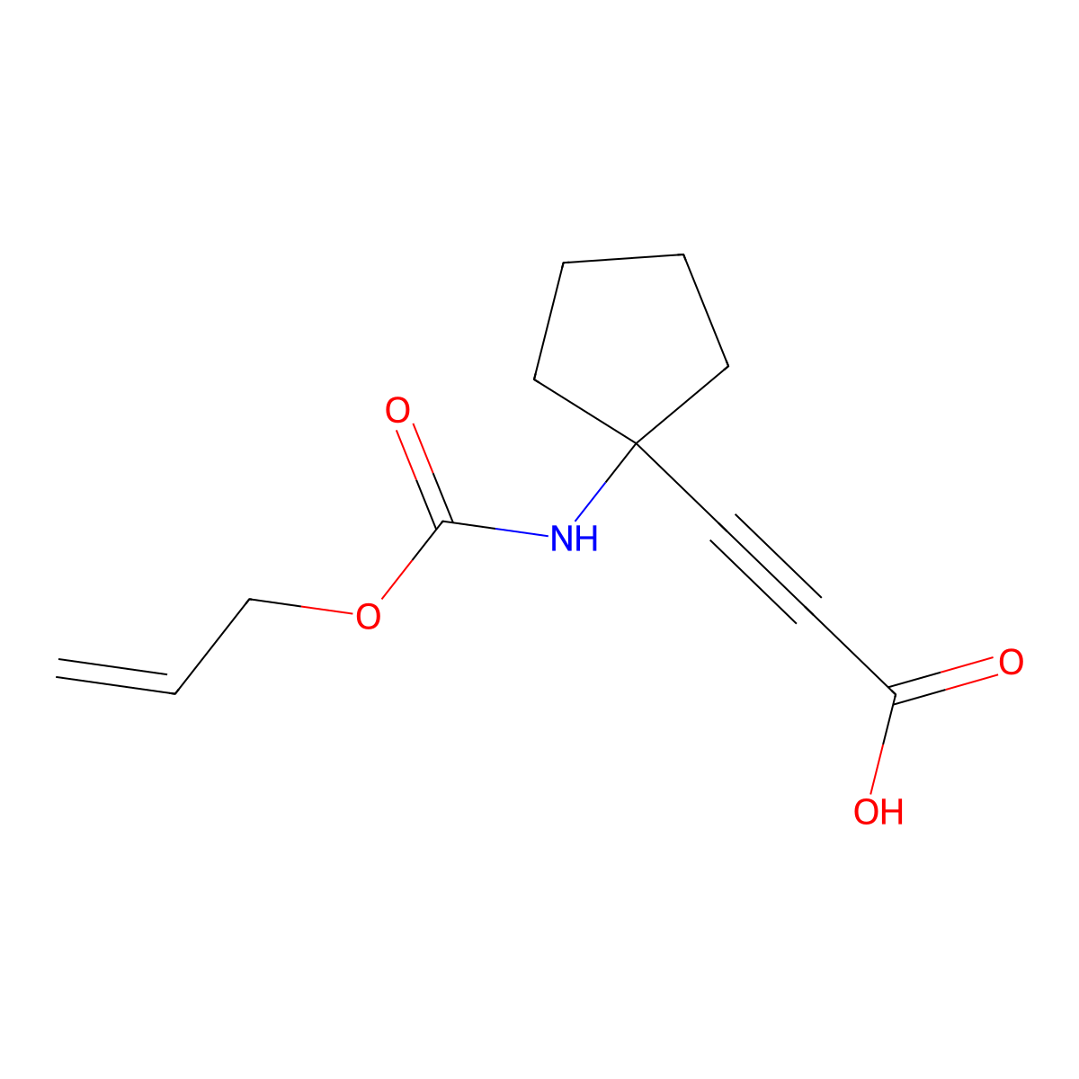3-(1-{[(Prop-2-en-1-yloxy)carbonyl]amino}cyclopentyl)prop-2-ynoic acid molecular structure, CAS 2680816-26-4