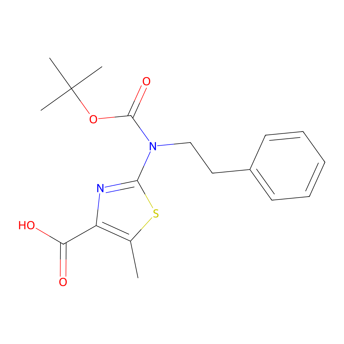 2-{[(Tert-butoxy)carbonyl](2-phenylethyl)amino}-5-methyl-1,3-thiazole-4-carboxylic acid molecular structure, CAS 2680816-35-5