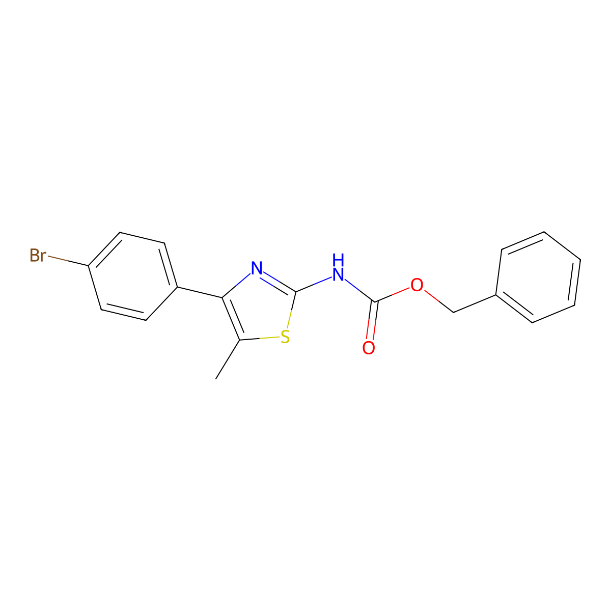 benzyl N-[4-(4-bromophenyl)-5-methyl-1,3-thiazol-2-yl]carbamate molecular structure, CAS 2680816-37-7
