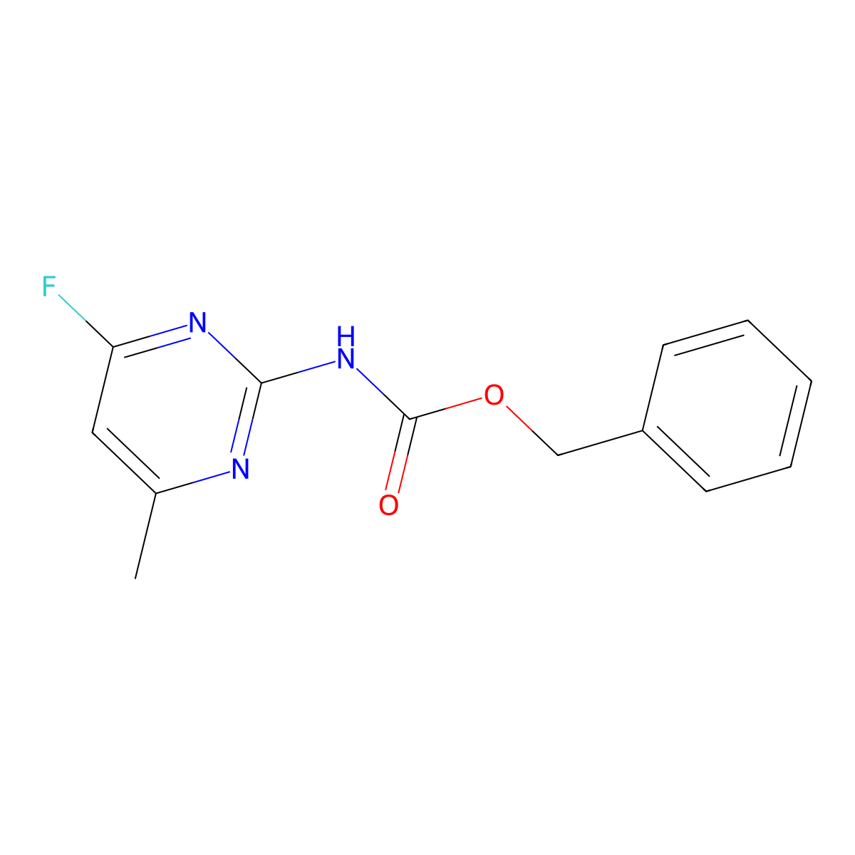 benzyl N-(4-fluoro-6-methylpyrimidin-2-yl)carbamate molecular structure, CAS 2680816-43-5