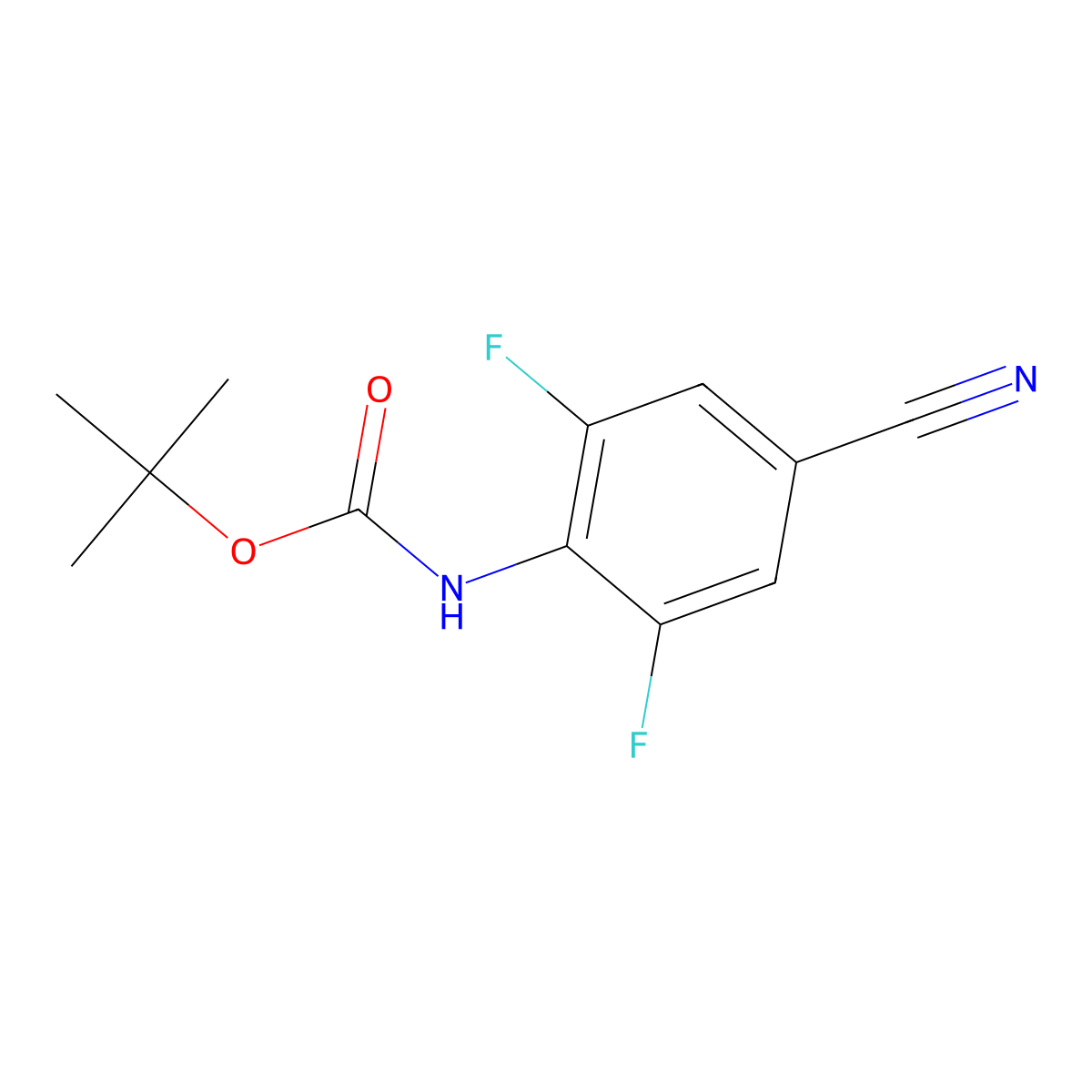 tert-butyl N-(4-cyano-2,6-difluorophenyl)carbamate molecular structure, CAS 2680816-48-0