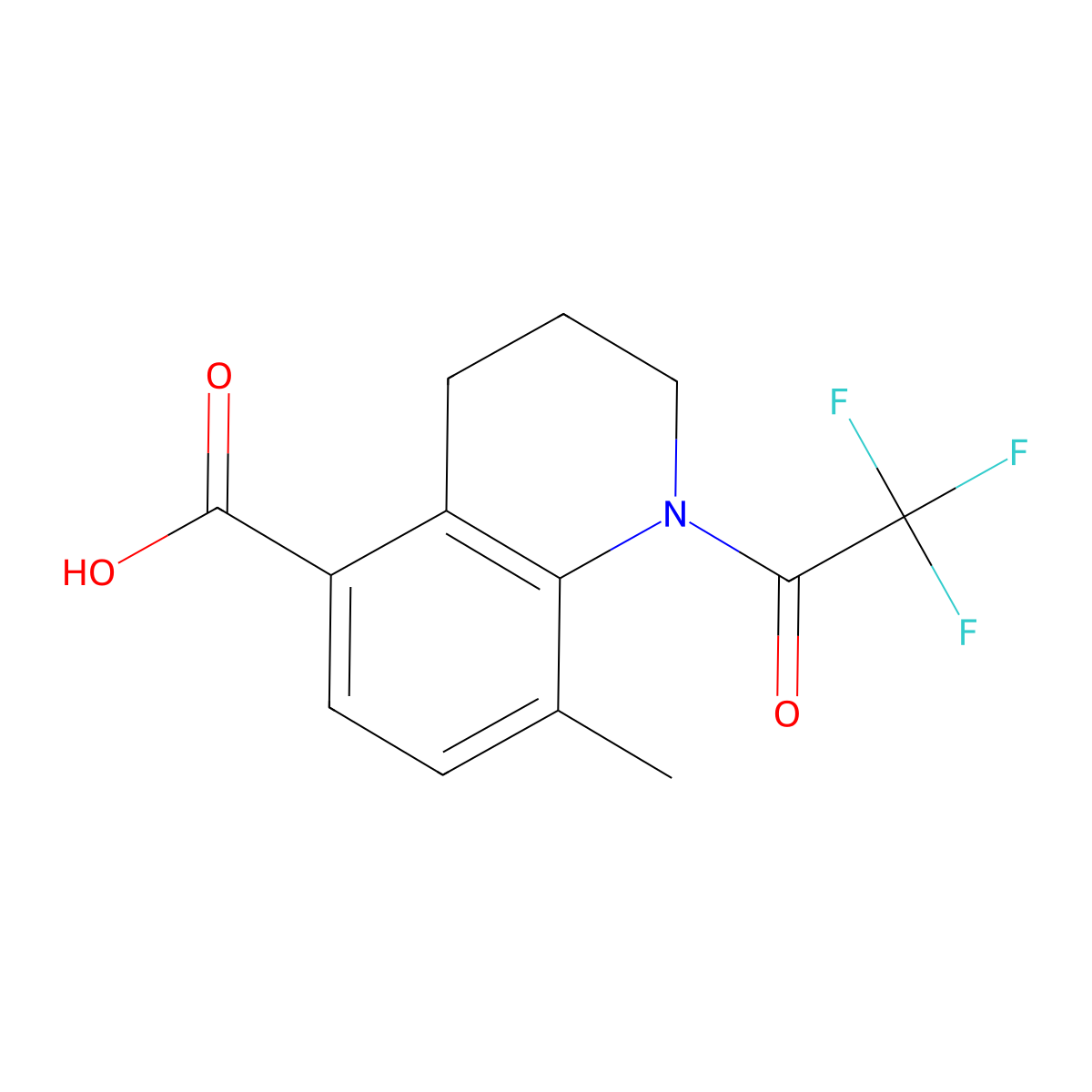 8-Methyl-1-(2,2,2-trifluoroacetyl)-1,2,3,4-tetrahydroquinoline-5-carboxylic acid molecular structure, CAS 2680816-50-4
