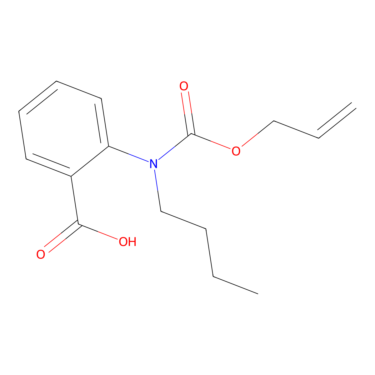 2-{Butyl[(prop-2-en-1-yloxy)carbonyl]amino}benzoic acid molecular structure, CAS 2680816-56-0