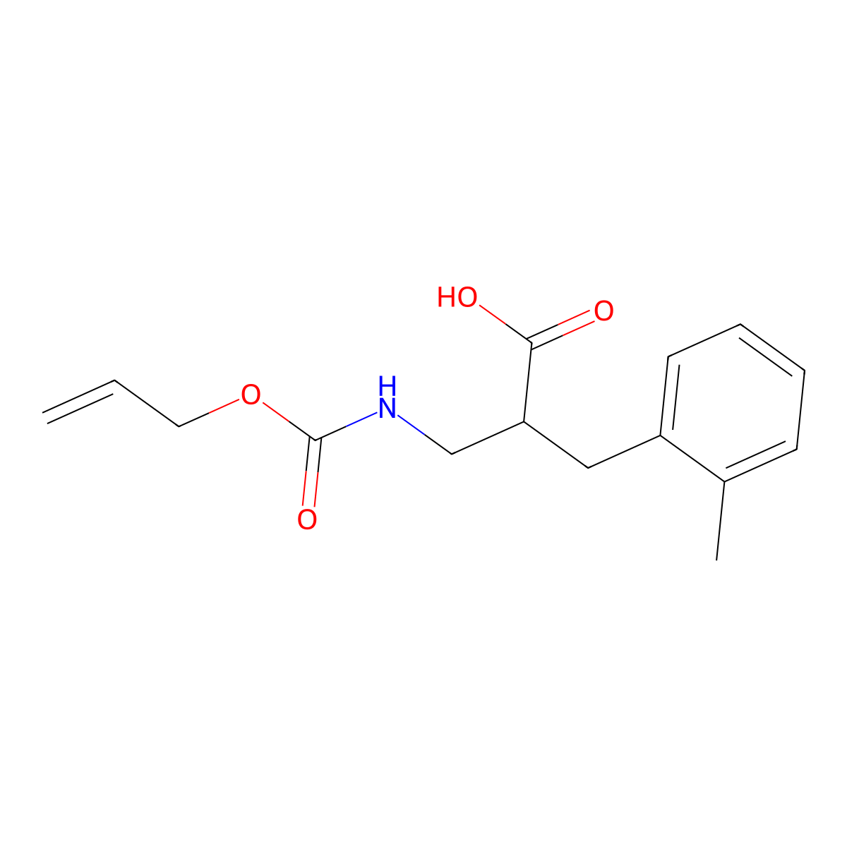 2-[(2-Methylphenyl)methyl]-3-{[(prop-2-en-1-yloxy)carbonyl]amino}propanoic acid molecular structure, CAS 2680816-70-8