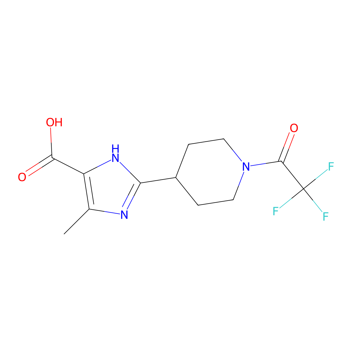 4-methyl-2-[1-(2,2,2-trifluoroacetyl)piperidin-4-yl]-1H-imidazole-5-carboxylic acid molecular structure, CAS 2680816-71-9