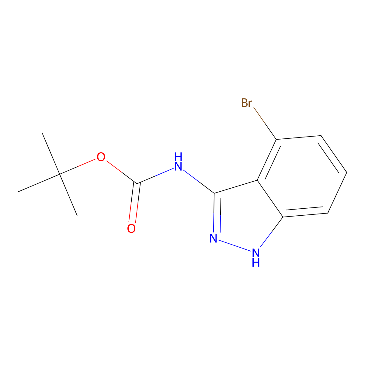 tert-butyl N-(4-bromo-1H-indazol-3-yl)carbamate molecular structure, CAS 2680816-72-0