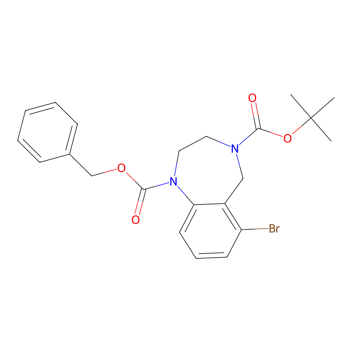 1-benzyl 4-tert-butyl 6-bromo-2,3,4,5-tetrahydro-1H-1,4-benzodiazepine-1,4-dicarboxylate molecular structure, CAS 2680816-75-3