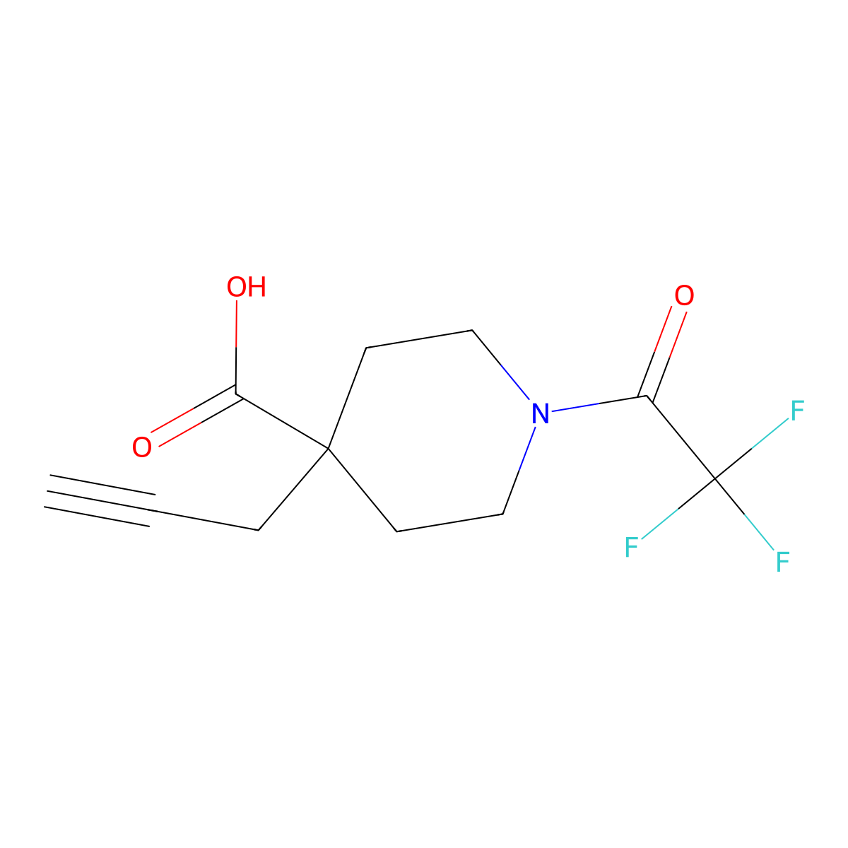 4-(Prop-2-yn-1-yl)-1-(2,2,2-trifluoroacetyl)piperidine-4-carboxylic acid molecular structure, CAS 2680816-81-1