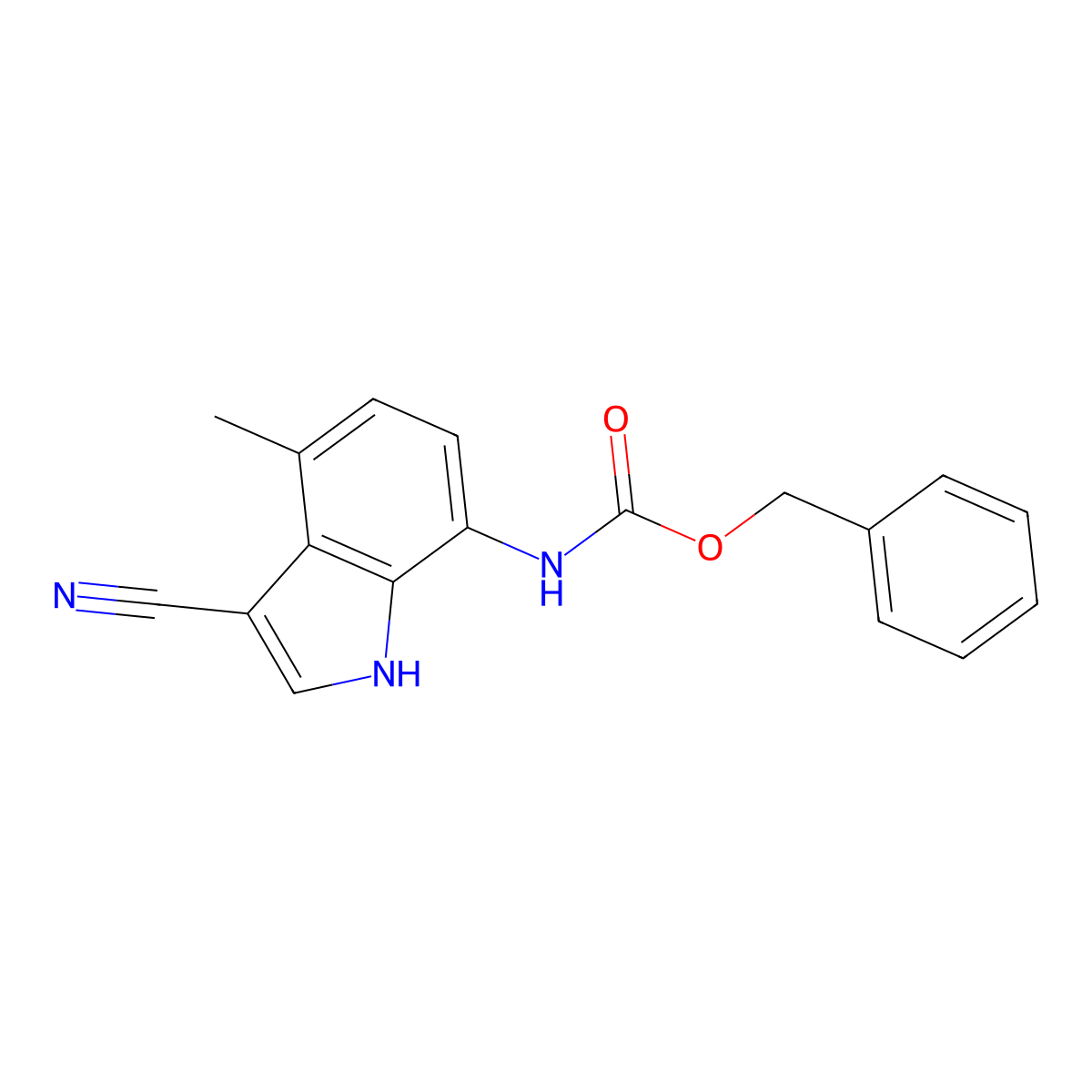 benzyl N-(3-cyano-4-methyl-1H-indol-7-yl)carbamate molecular structure, CAS 2680816-82-2