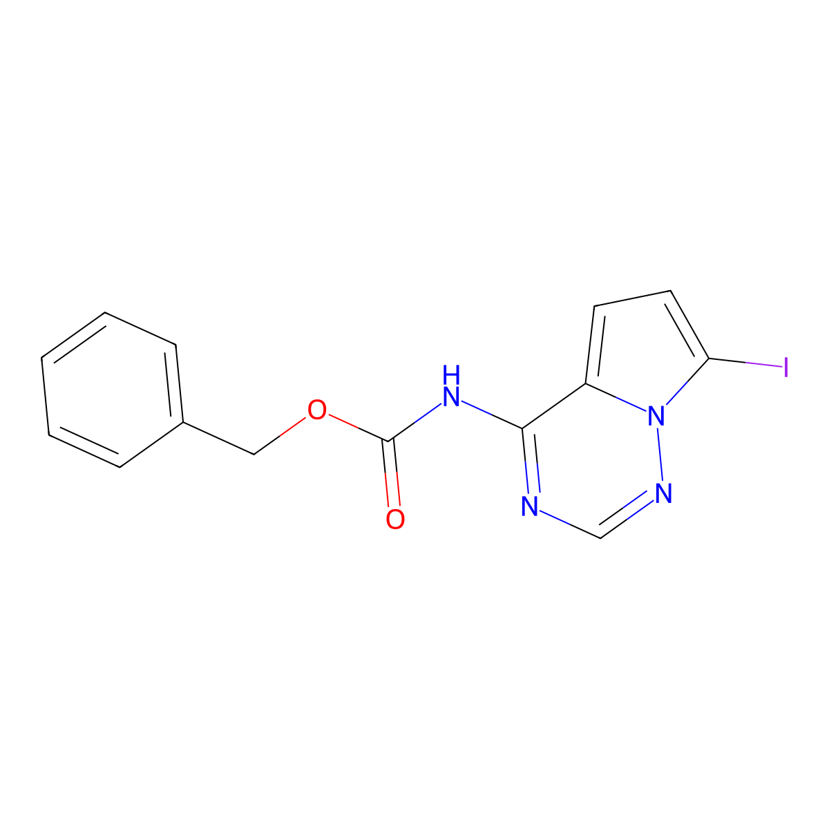 benzyl N-{7-iodopyrrolo[2,1-f][1,2,4]triazin-4-yl}carbamate molecular structure, CAS 2680816-86-6