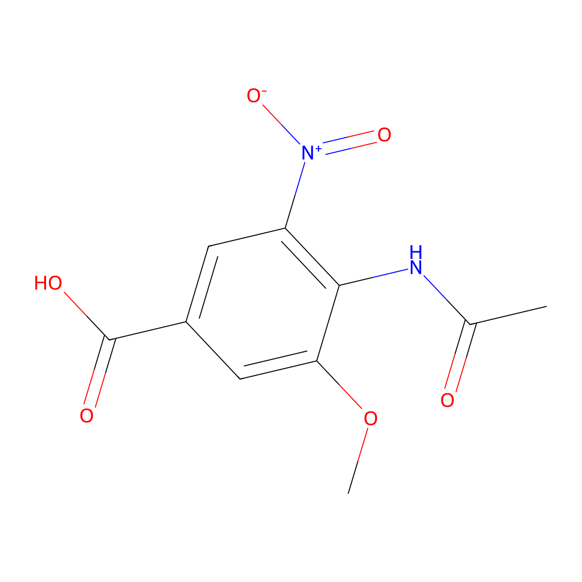 4-Acetamido-3-methoxy-5-nitrobenzoic acid molecular structure, CAS 2680816-93-5