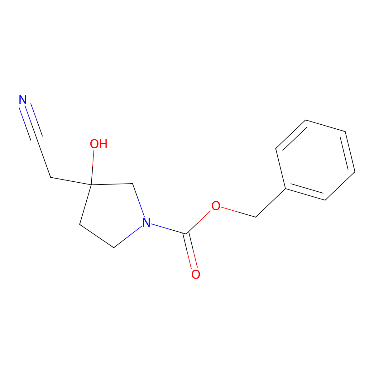 Benzyl 3-(cyanomethyl)-3-hydroxypyrrolidine-1-carboxylate molecular structure, CAS 2680816-99-1