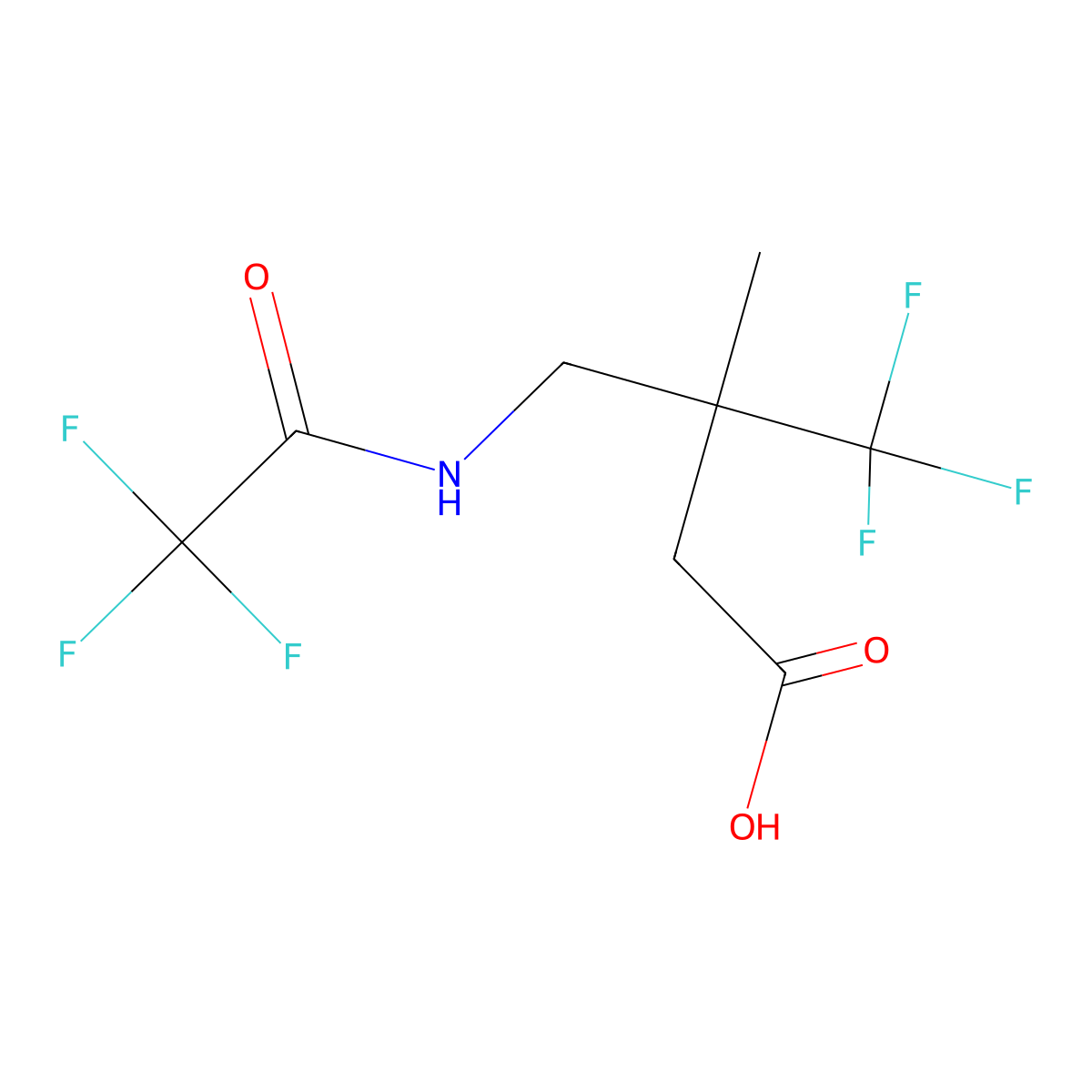 4,4,4-Trifluoro-3-methyl-3-[(trifluoroacetamido)methyl]butanoic acid molecular structure, CAS 2680817-00-7